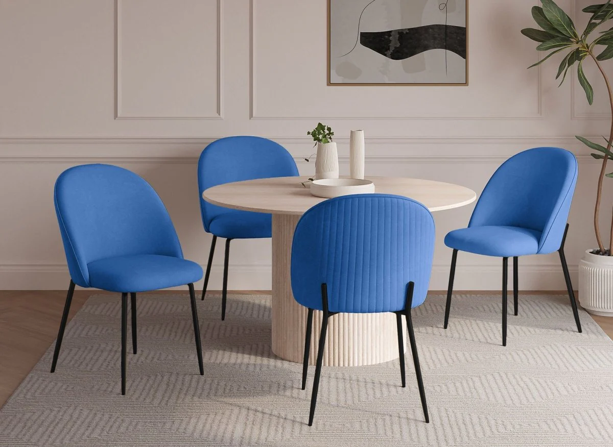 Lot de 2 chaises design en velours bleu pieds noirs ARABEL - Image 2