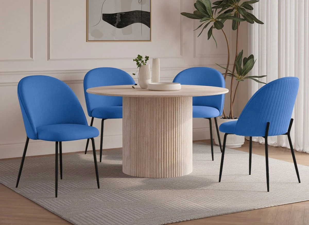 Lot de 2 chaises design en velours bleu pieds noirs ARABEL - Image 3