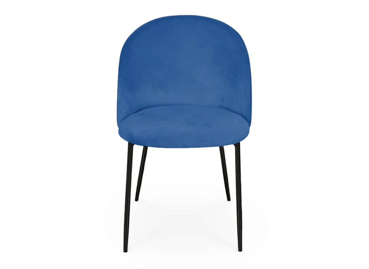 Lot de 2 chaises design en velours bleu pieds noirs ARABEL - Image 4