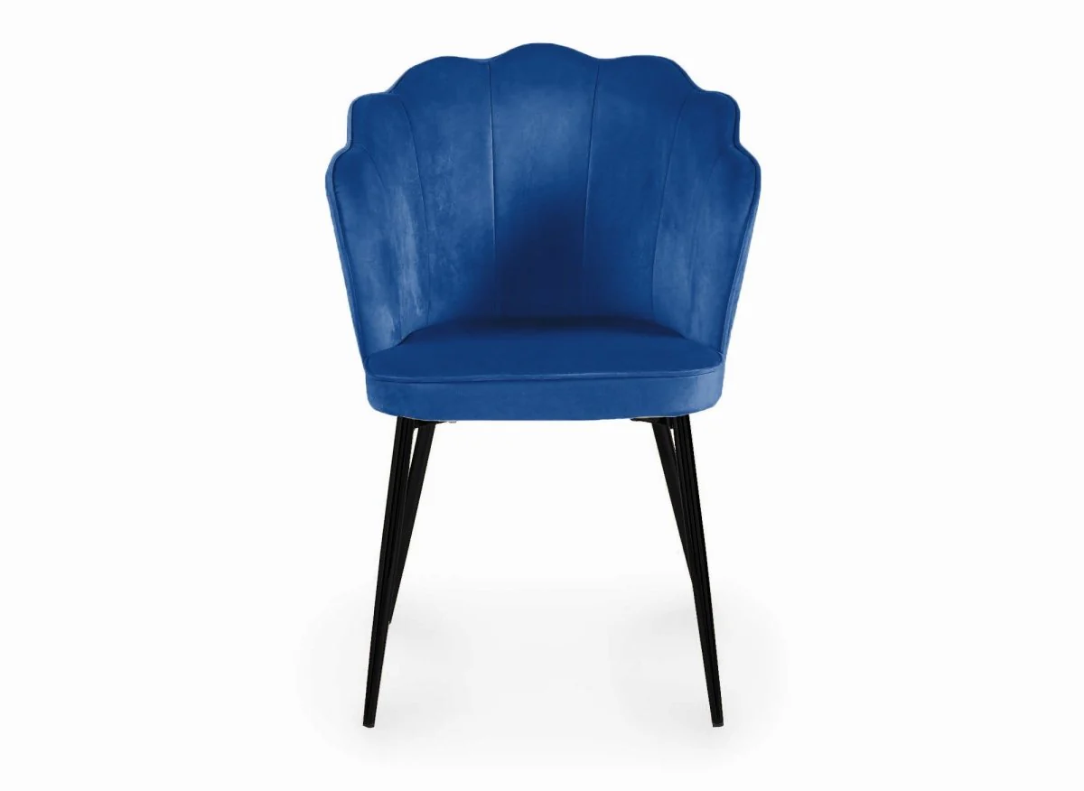 Lot de 2 chaises design en velours bleu pieds noirs GARANCE - Image 4