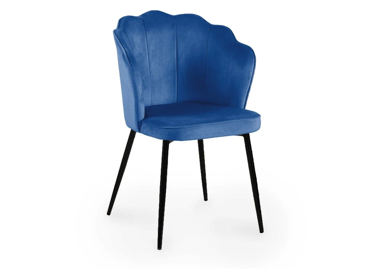 Lot de 2 chaises design en velours bleu pieds noirs GARANCE - Image 5
