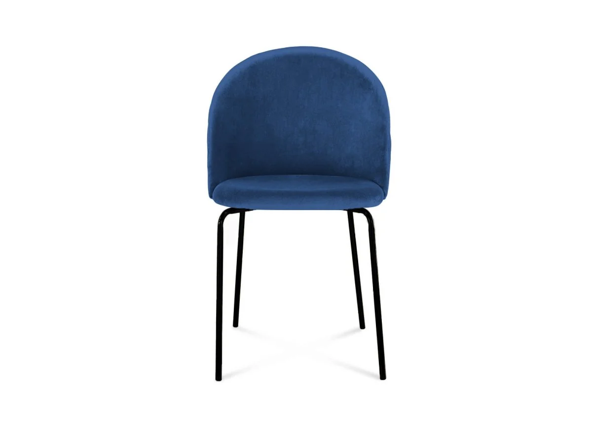 Lot de 2 chaises design en velours bleu pieds noirs KENNETH - Image 5