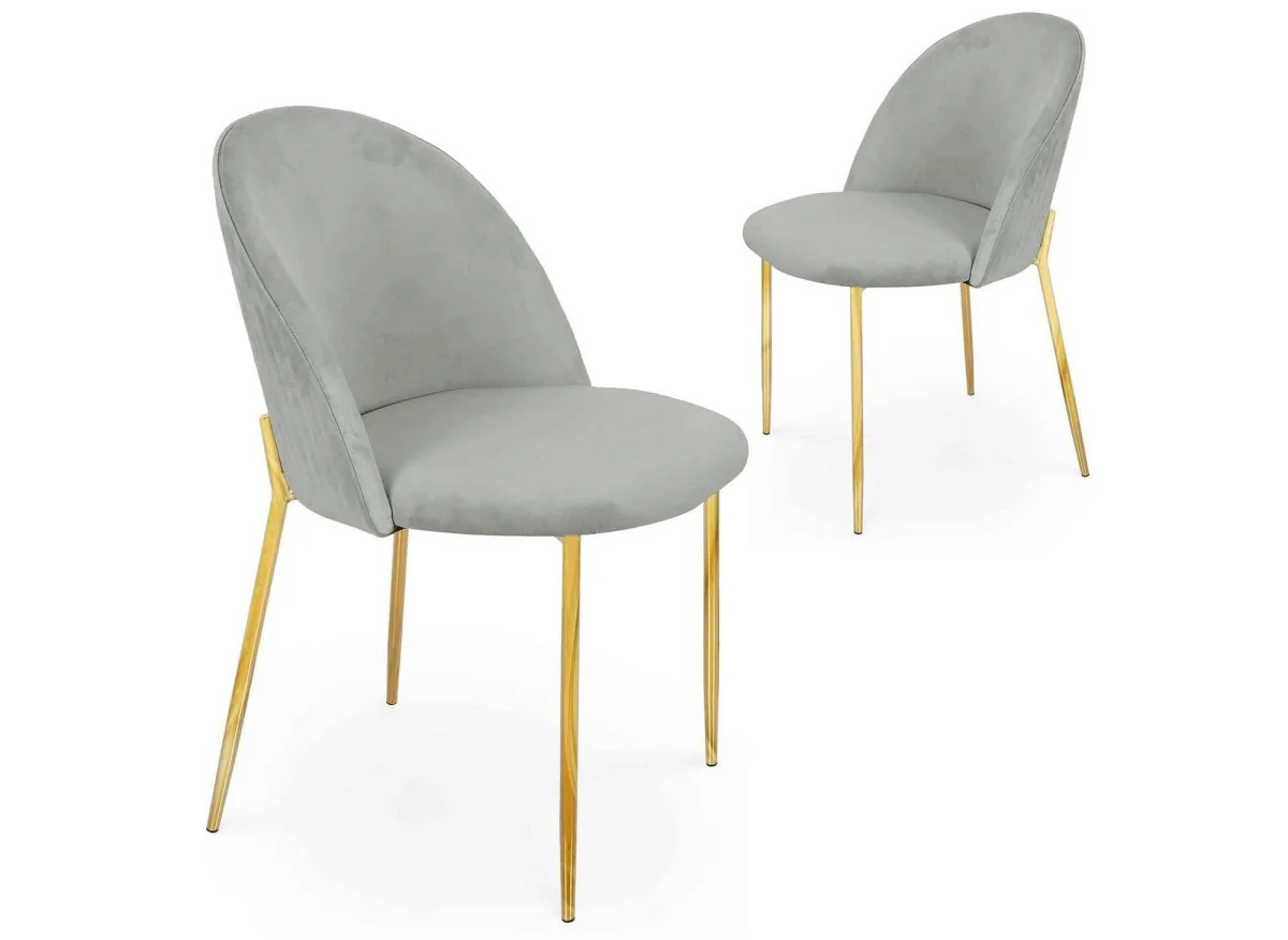 Lot de 2 chaises design en velours gris ARABEL
