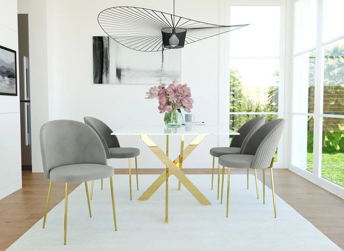 Lot de 2 chaises design en velours gris ARABEL - Image 5