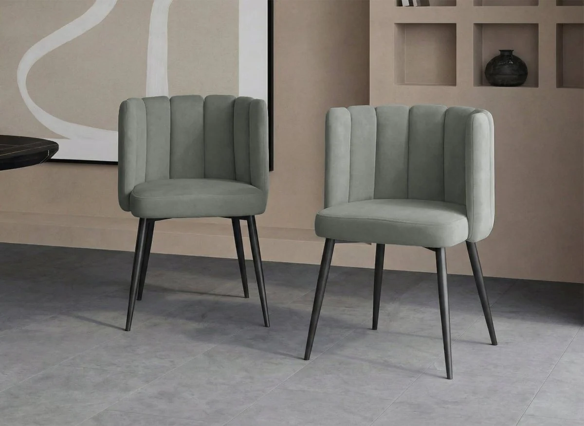 Lot de 2 chaises design en velours gris DEBBY - Image 2