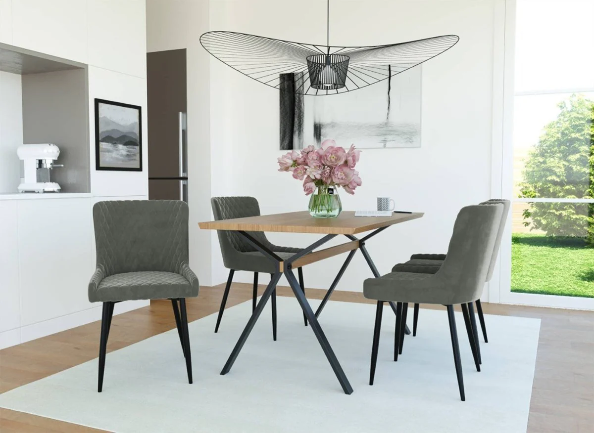 Lot de 2 chaises design en velours gris JENNY - Image 3