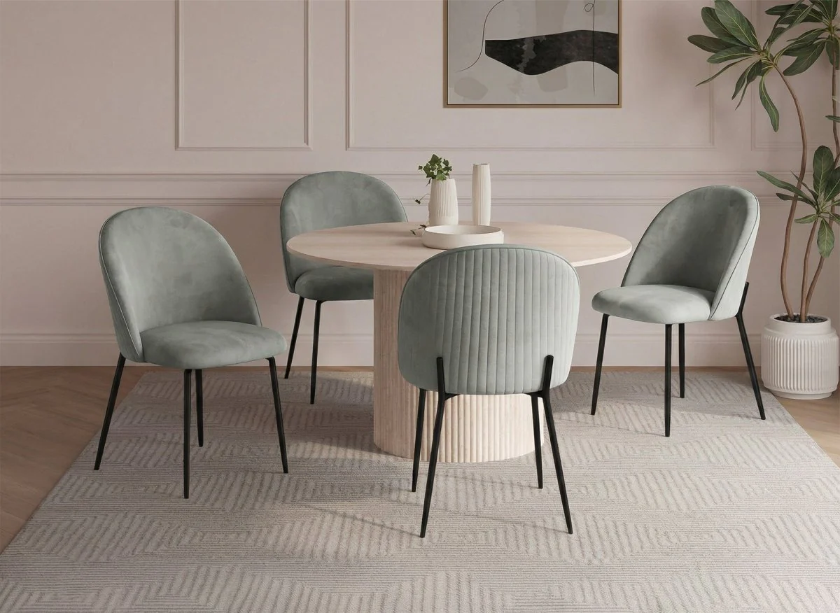 Lot de 2 chaises design en velours gris pieds noirs ARABEL - Image 2