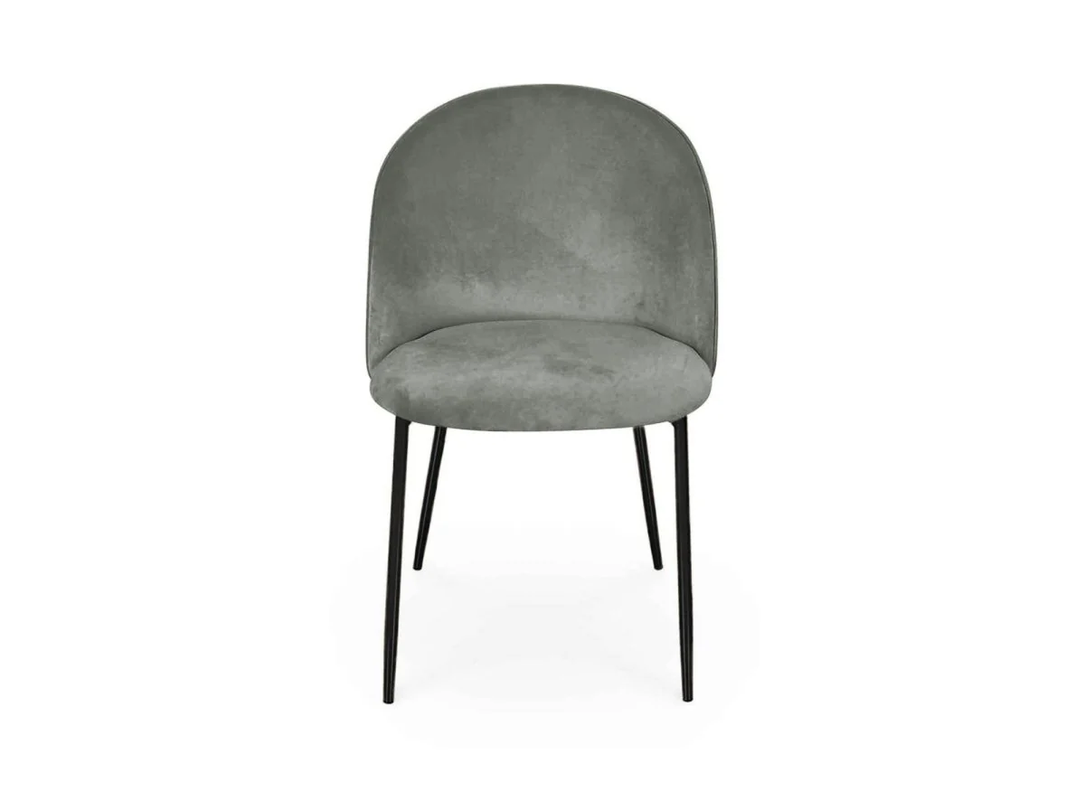 Lot de 2 chaises design en velours gris pieds noirs ARABEL - Image 4