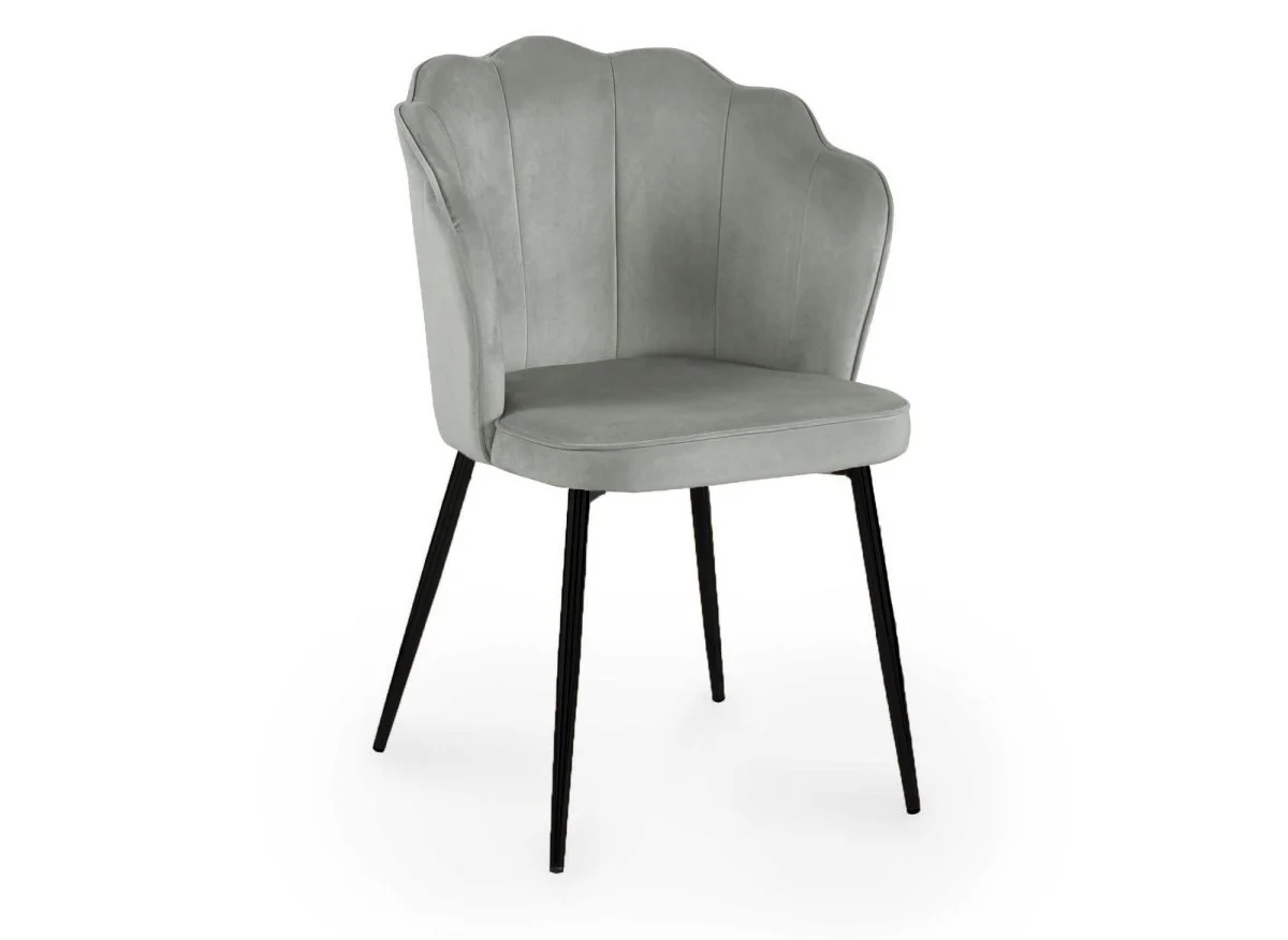 Lot de 2 chaises design en velours gris pieds noirs GARANCE - Image 5
