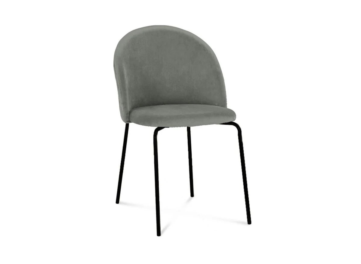 Lot de 2 chaises design en velours gris pieds noirs KENNETH - Image 4