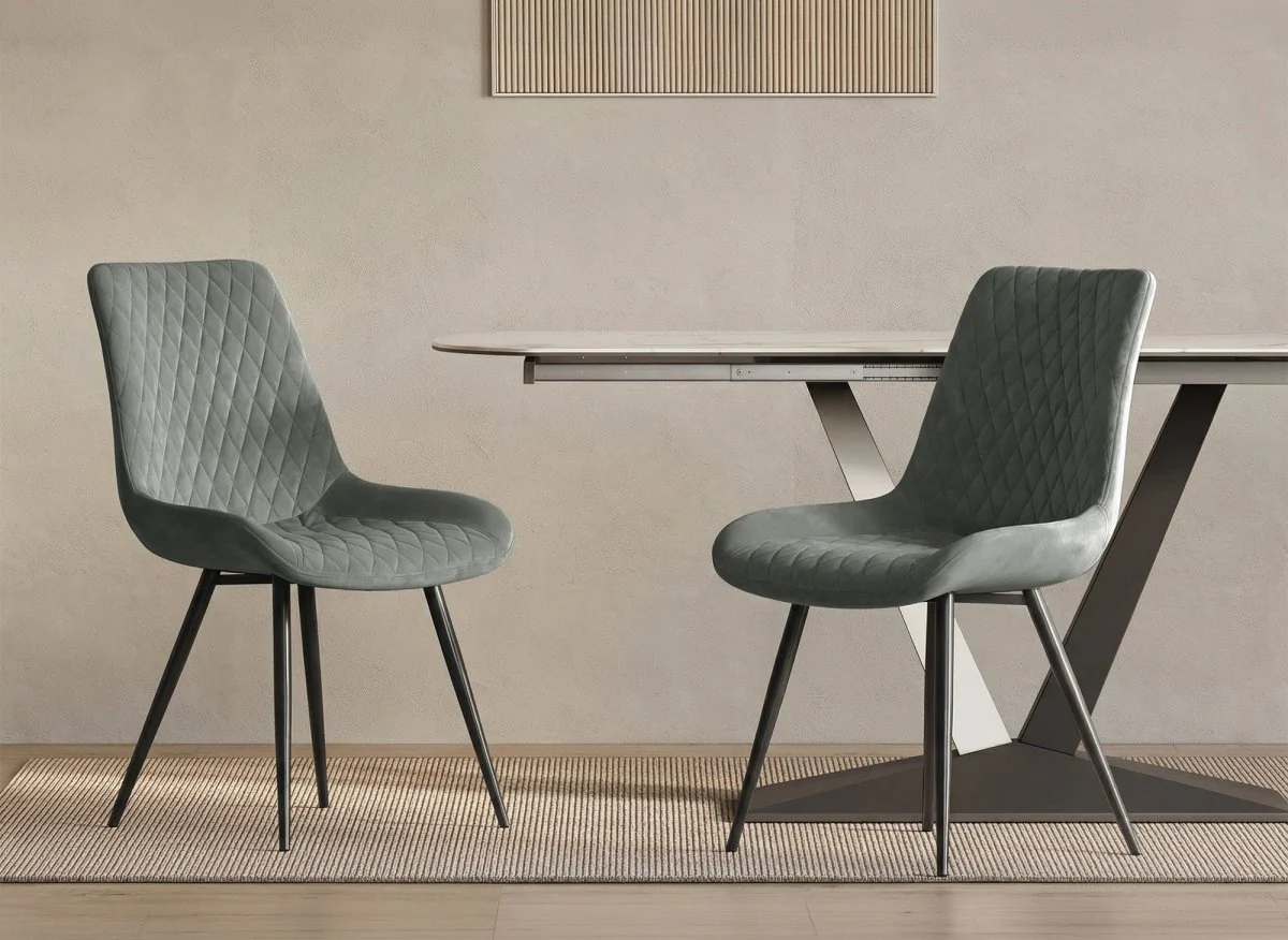 Lot de 2 chaises design en velours gris YOLA - Image 2