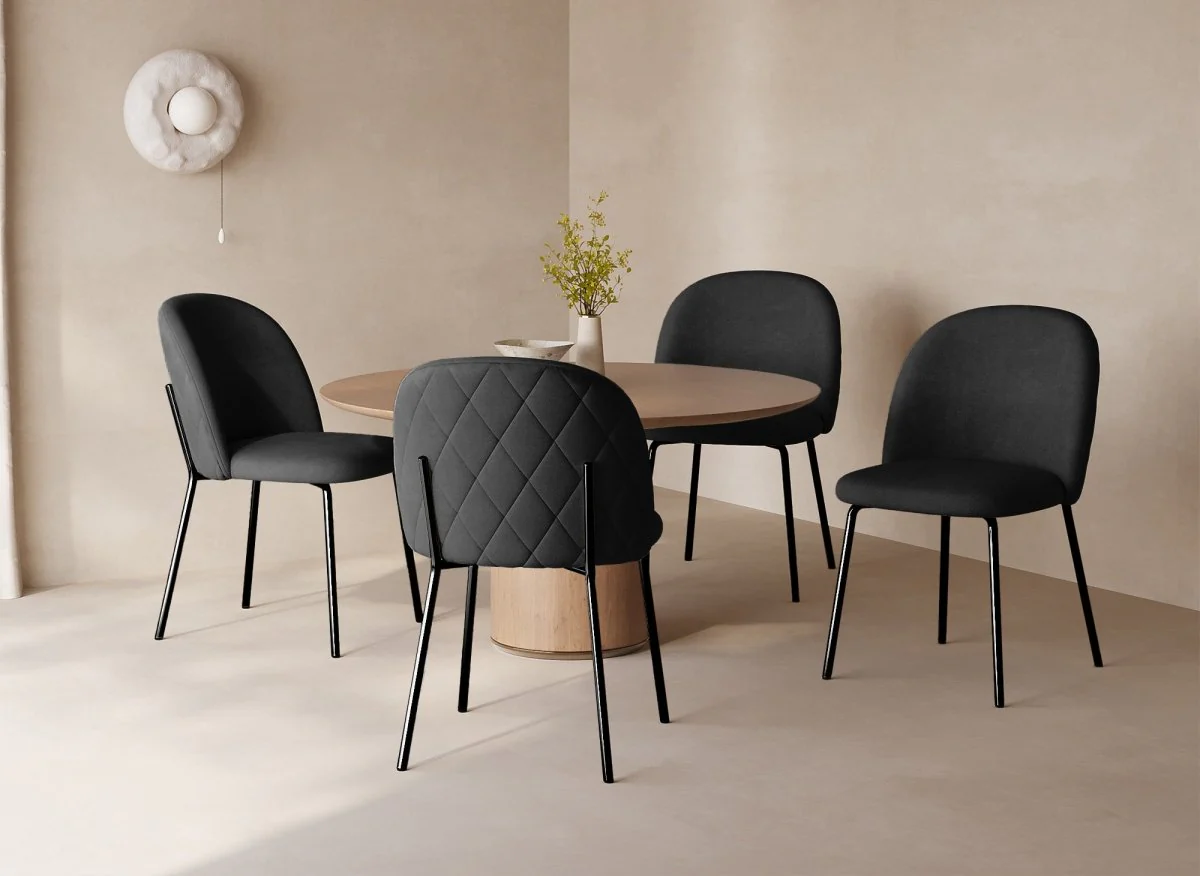 Lot de 2 chaises design en velours noir pieds noirs KENNETH - Image 2