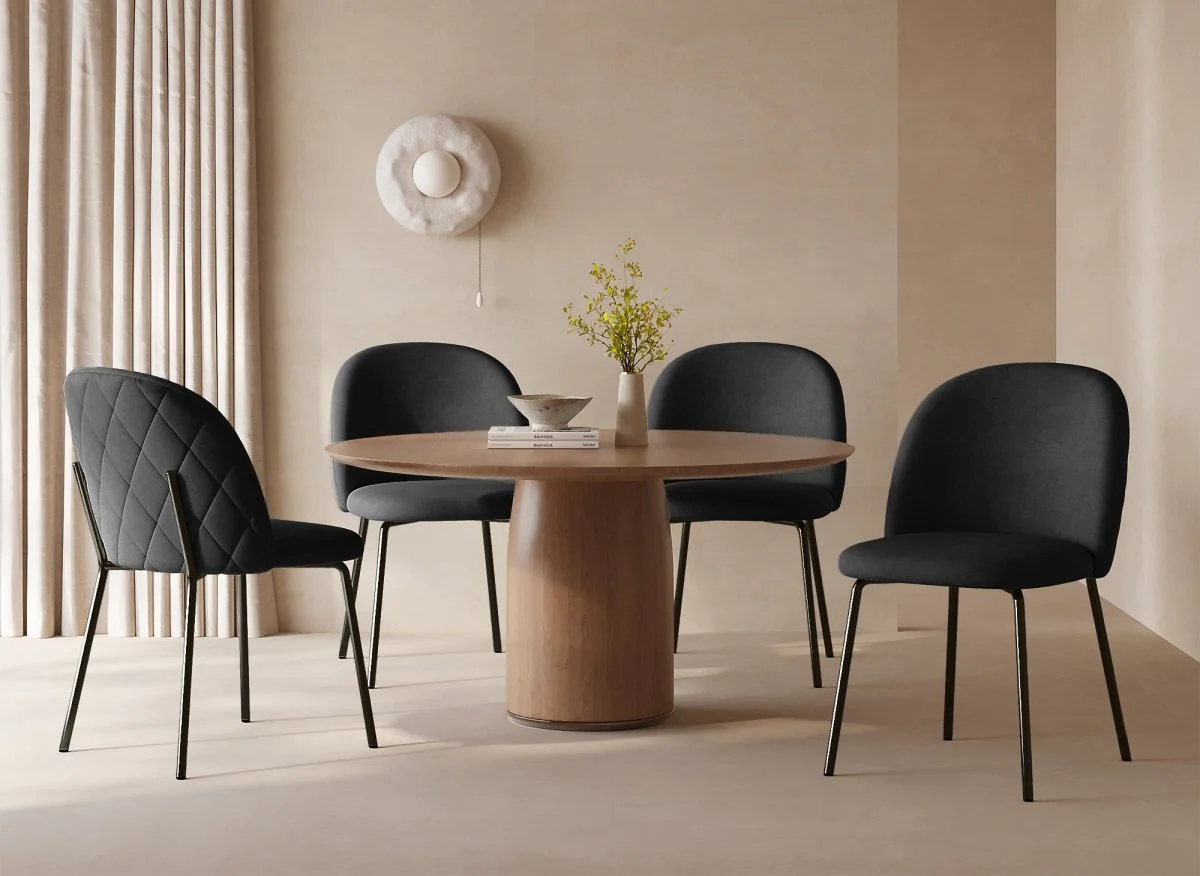Lot de 2 chaises design en velours noir pieds noirs KENNETH - Image 3