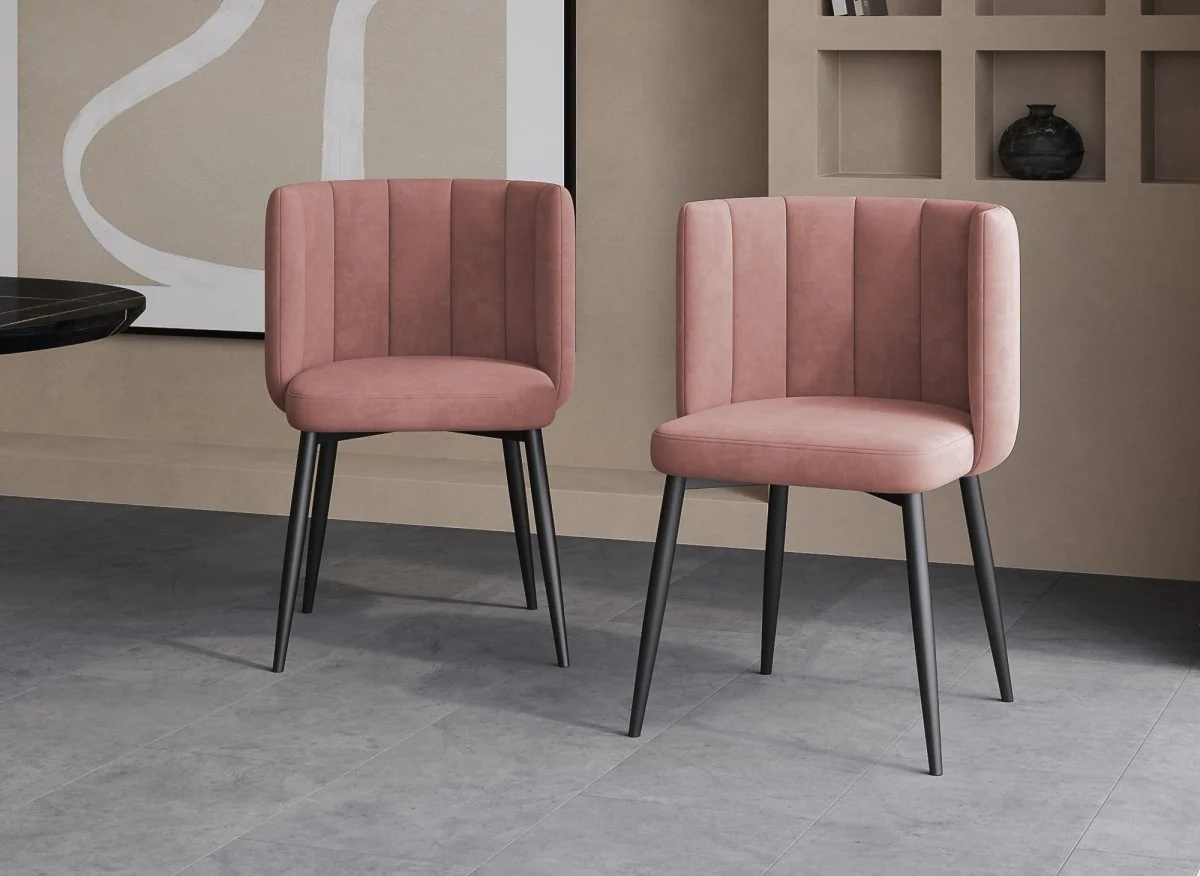 Lot de 2 chaises design en velours rose DEBBY - Image 2