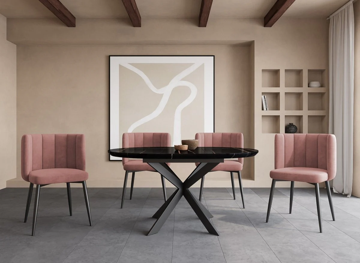 Lot de 2 chaises design en velours rose DEBBY - Image 3