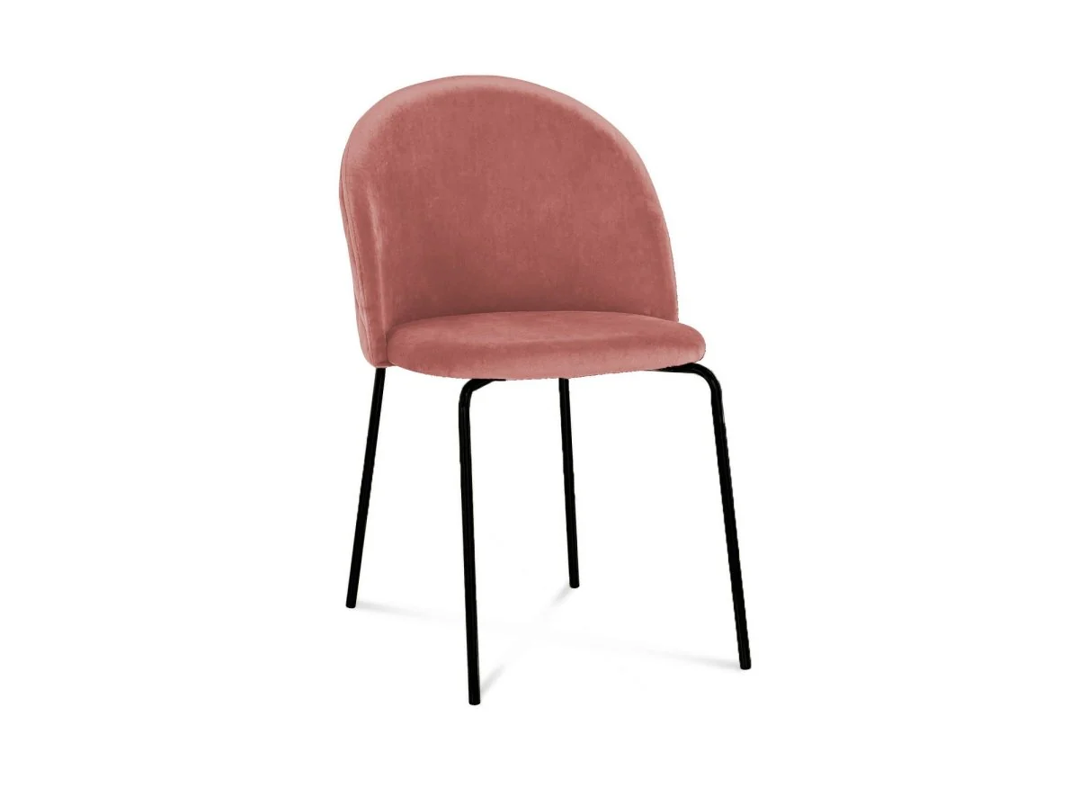 Lot de 2 chaises design en velours rose pieds noirs KENNETH - Image 4