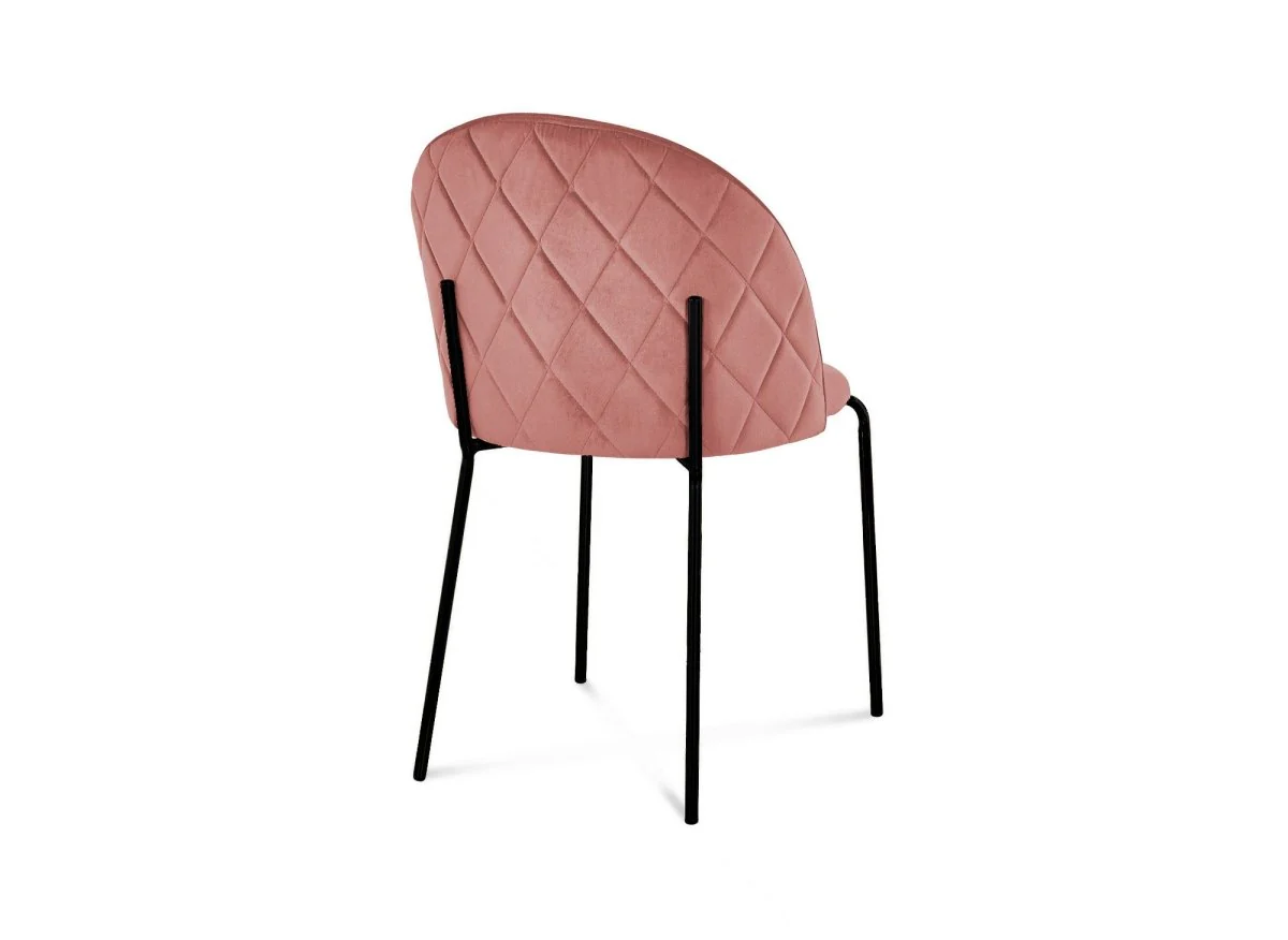 Lot de 2 chaises design en velours rose pieds noirs KENNETH - Image 6