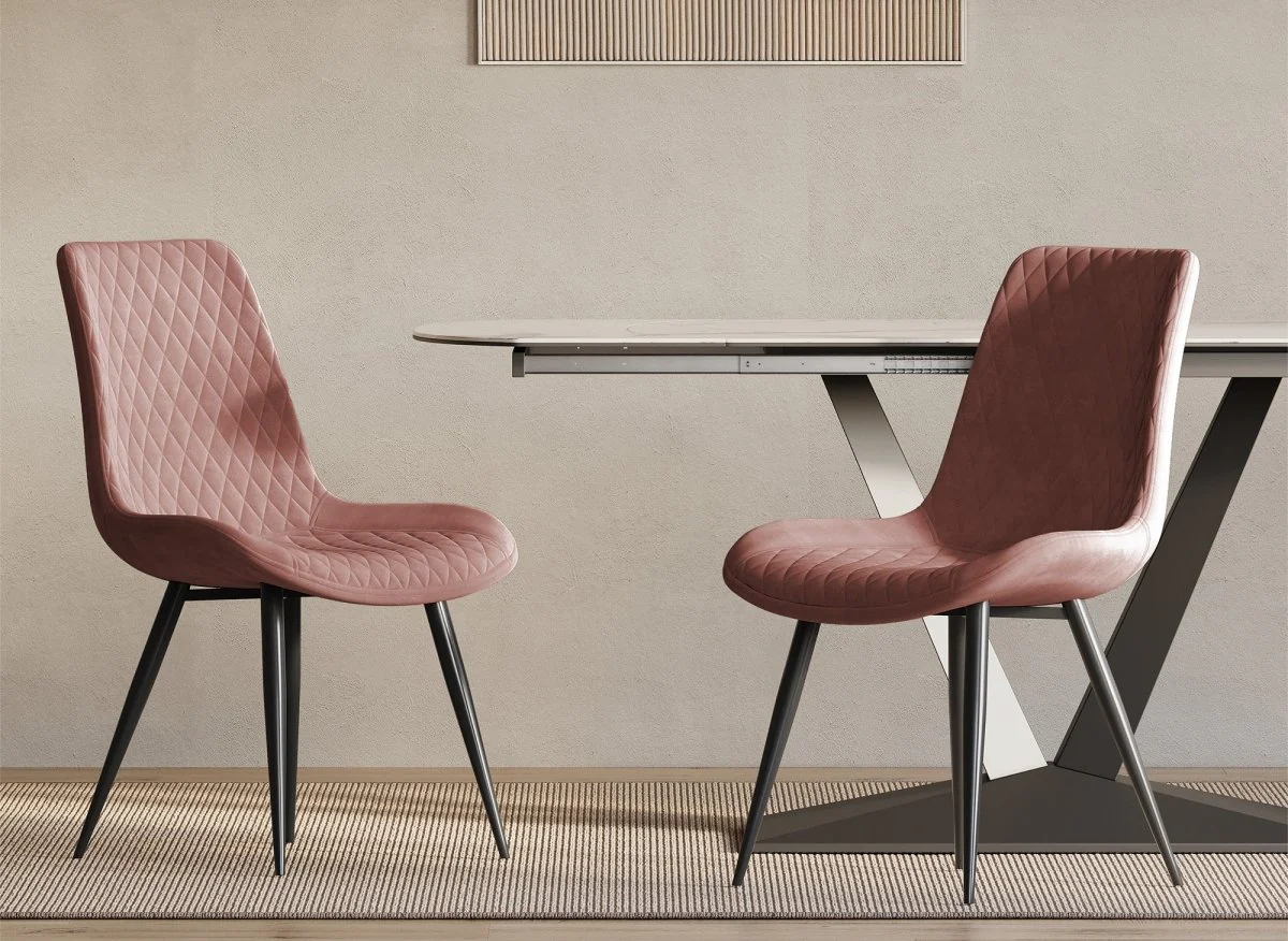 Lot de 2 chaises design en velours rose YOLA - Image 2