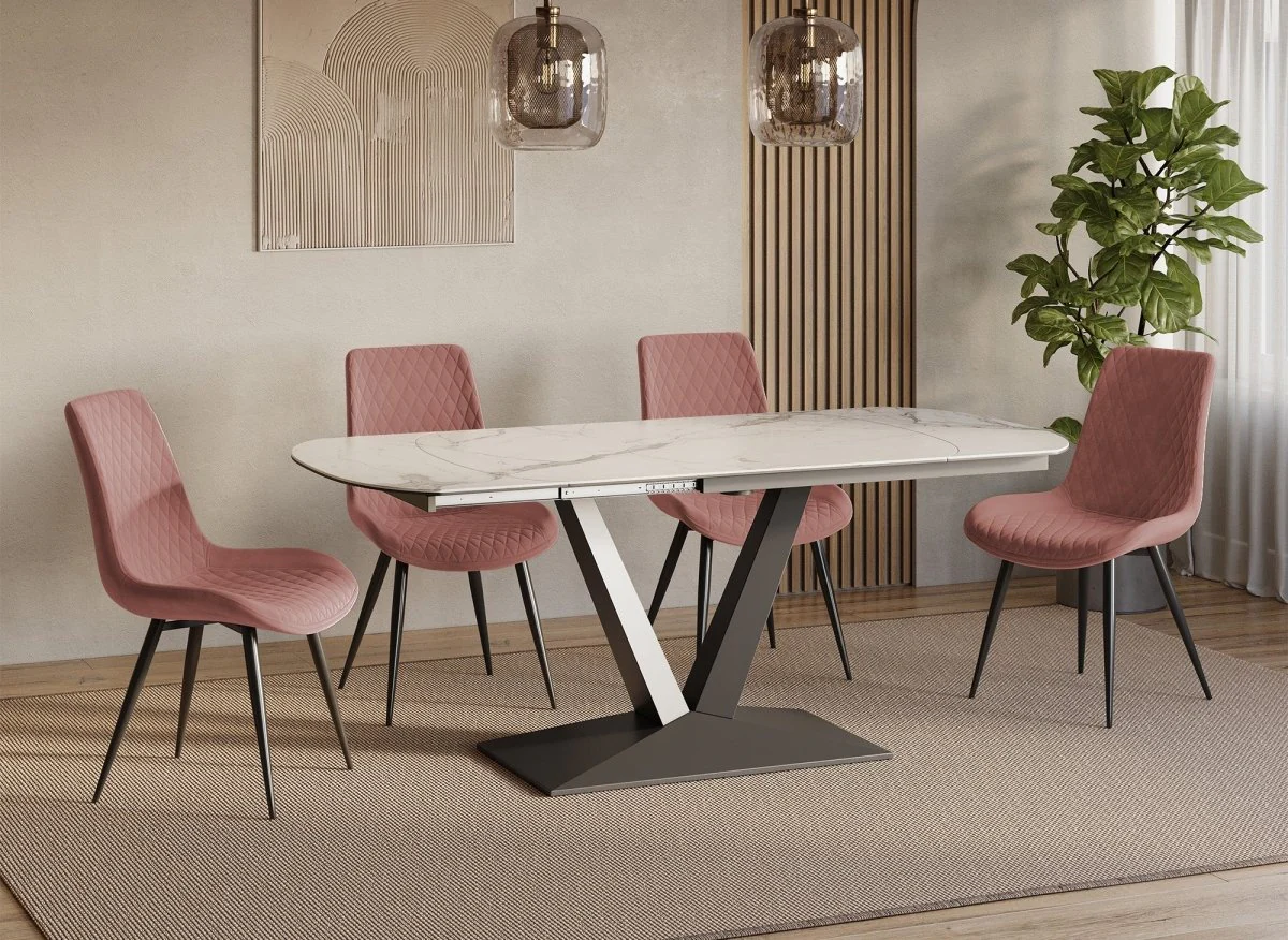 Lot de 2 chaises design en velours rose YOLA - Image 3