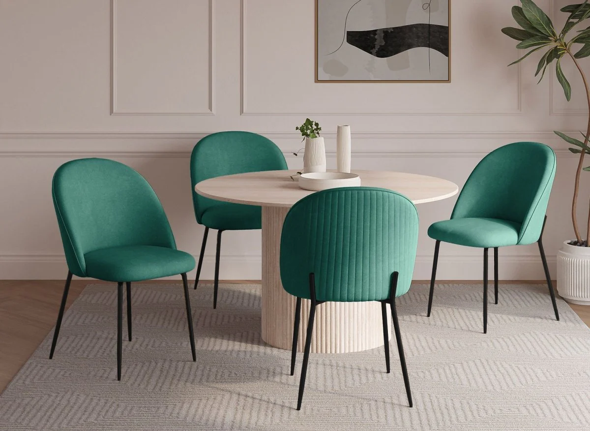 Lot de 2 chaises design en velours vert pieds noirs ARABEL - Image 2