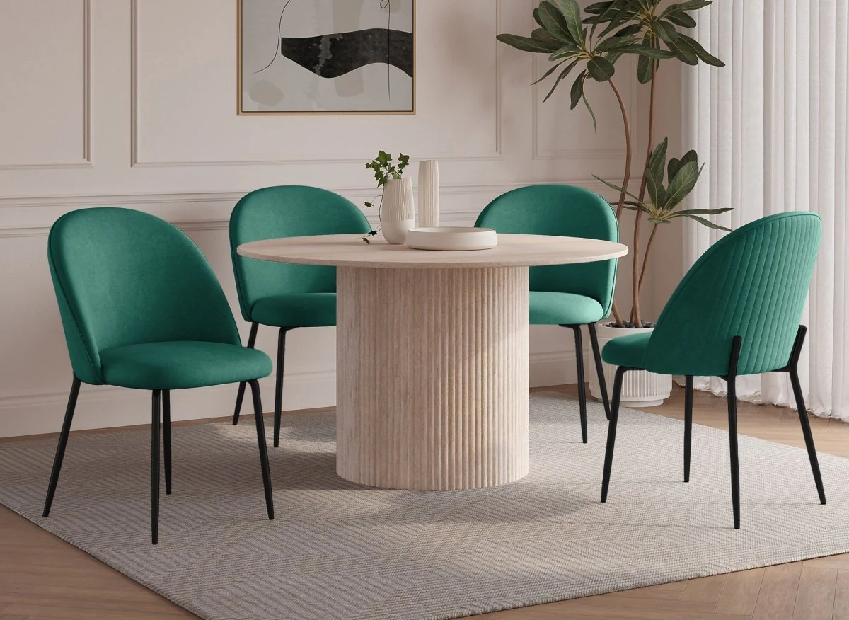 Lot de 2 chaises design en velours vert pieds noirs ARABEL - Image 3