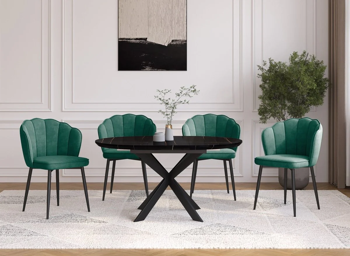Lot de 2 chaises design en velours vert pieds noirs GARANCE - Image 3