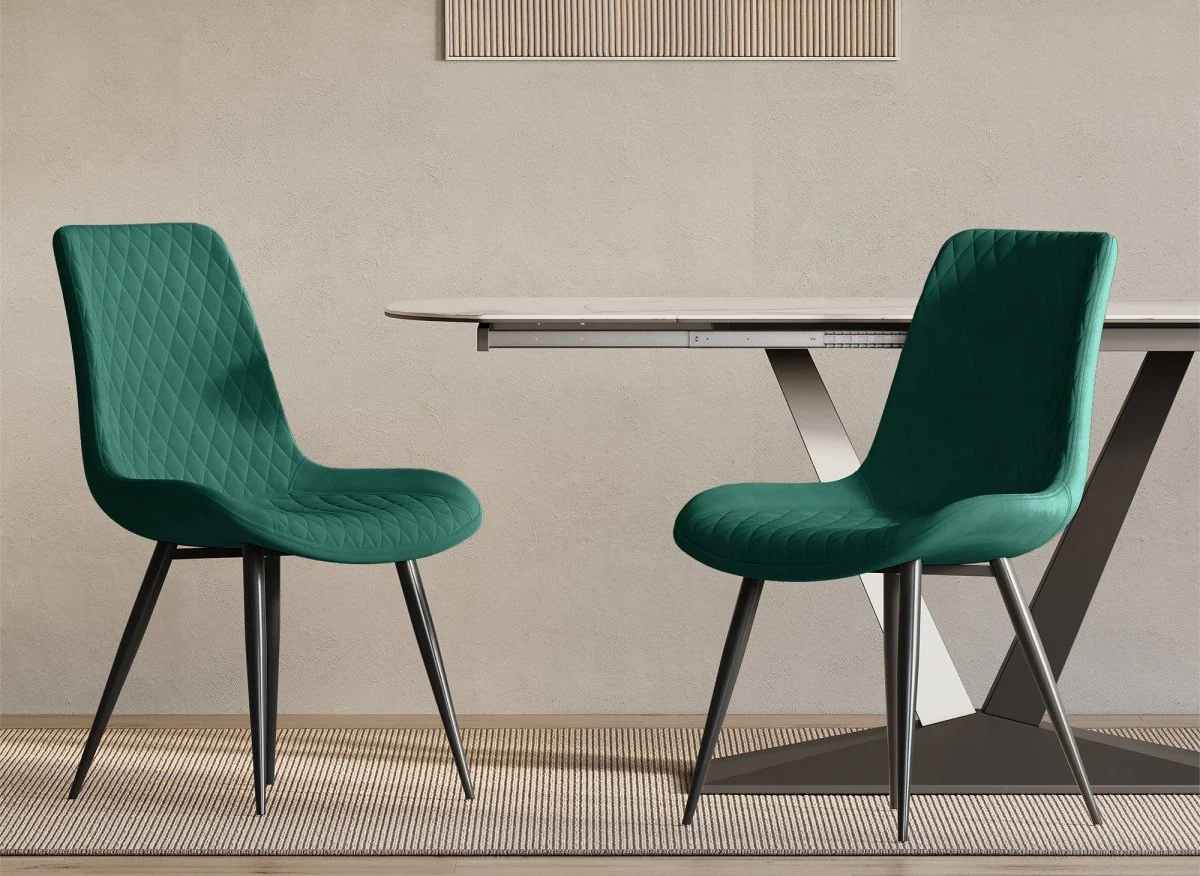 Lot de 2 chaises design en velours vert YOLA - Image 2