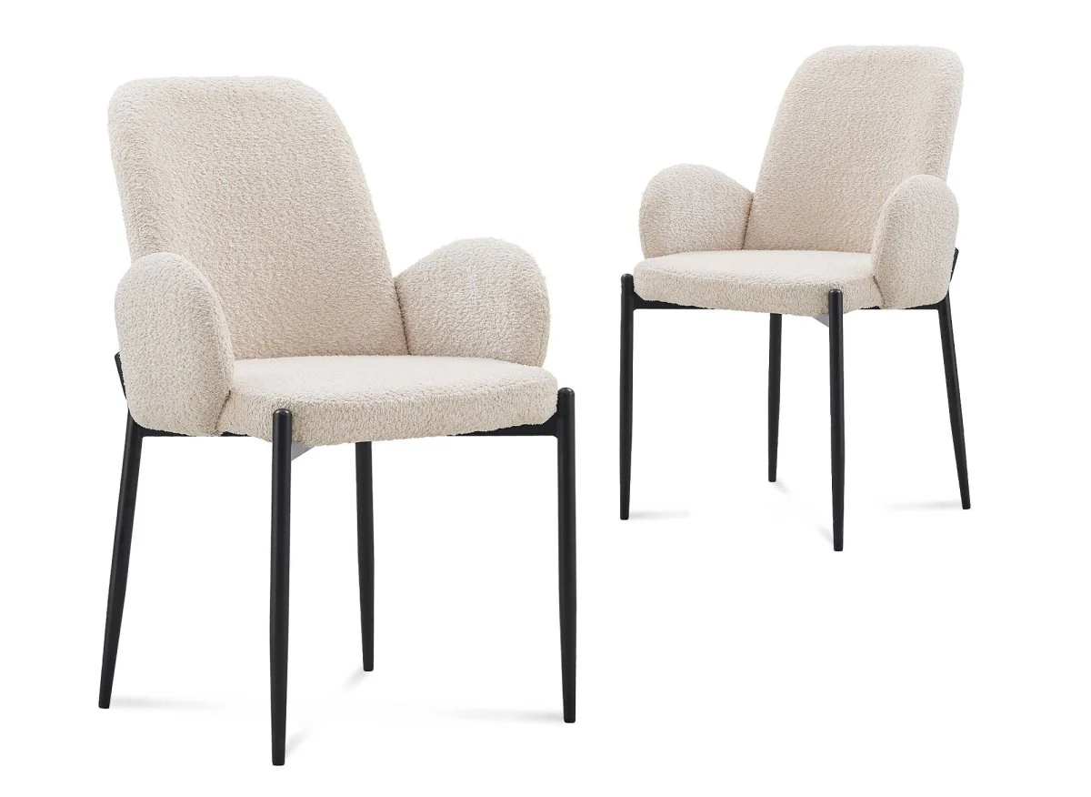 Lot de 2 chaises effet peau de mouton beige KAMILIA