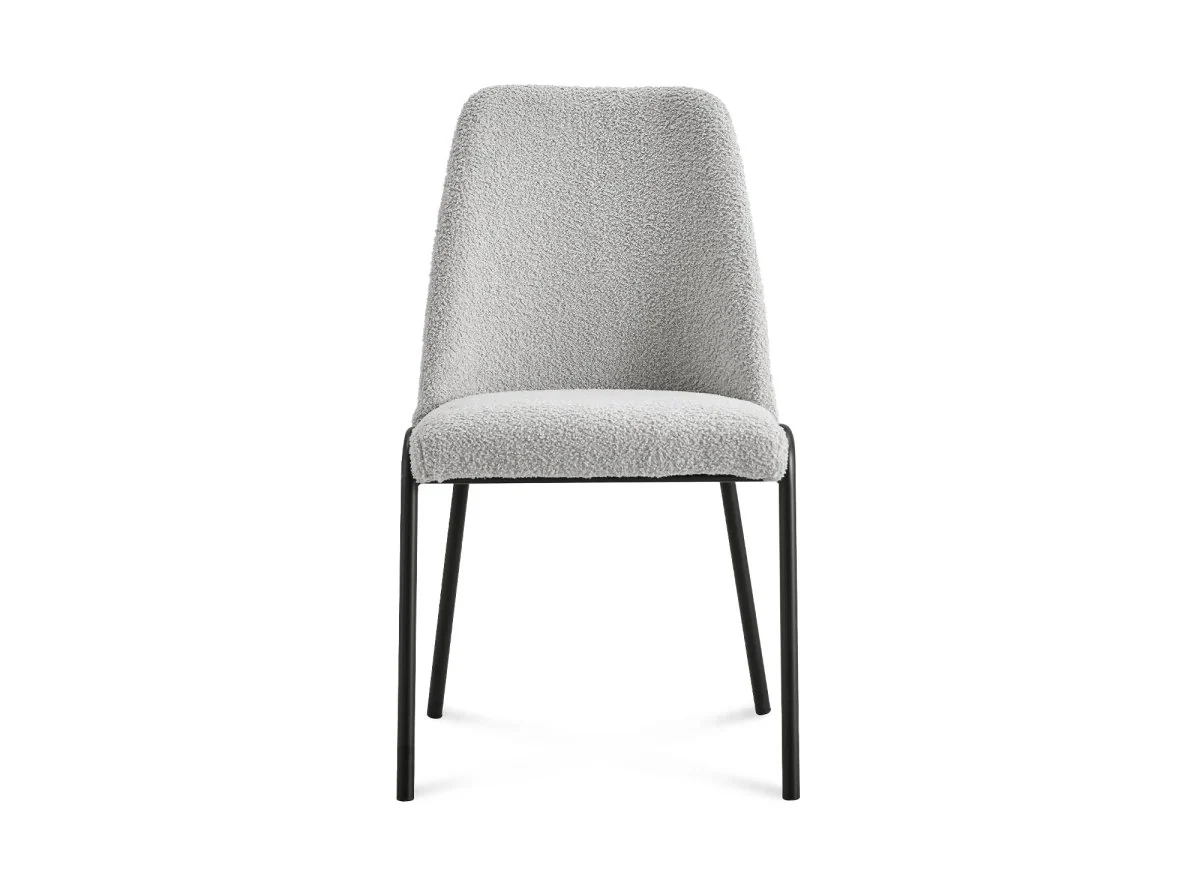 Lot de 2 chaises effet peau de mouton gris APRIL - Image 4