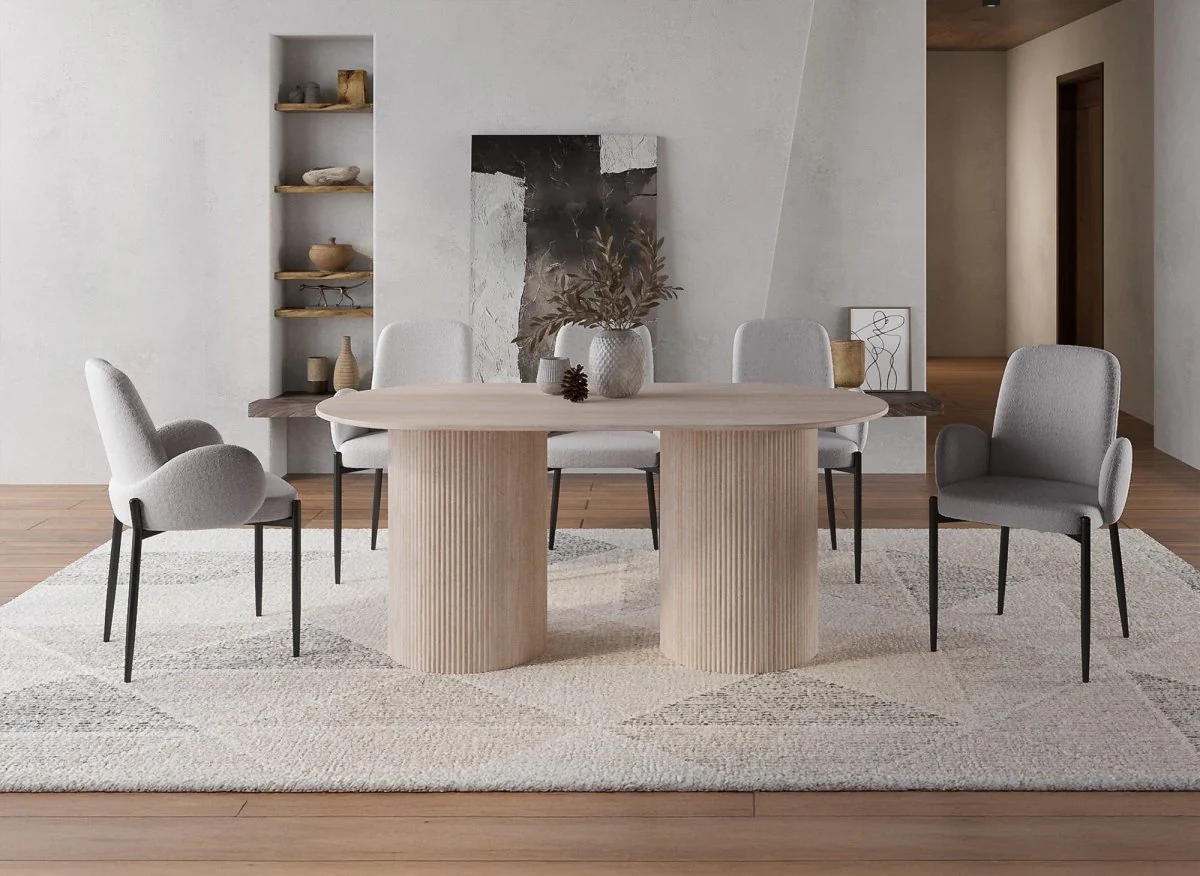 Lot de 2 chaises effet peau de mouton gris KAMILIA - Image 2