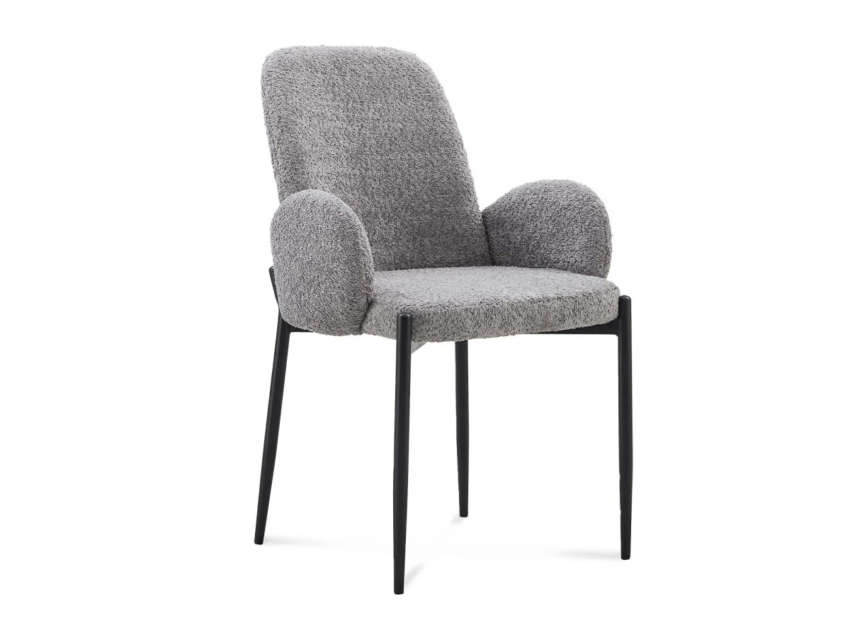 Lot de 2 chaises effet peau de mouton gris KAMILIA - Image 4