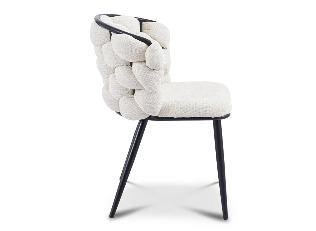 Lot de 2 chaises en tissu beige pieds en métal noir CECILE - Image 4