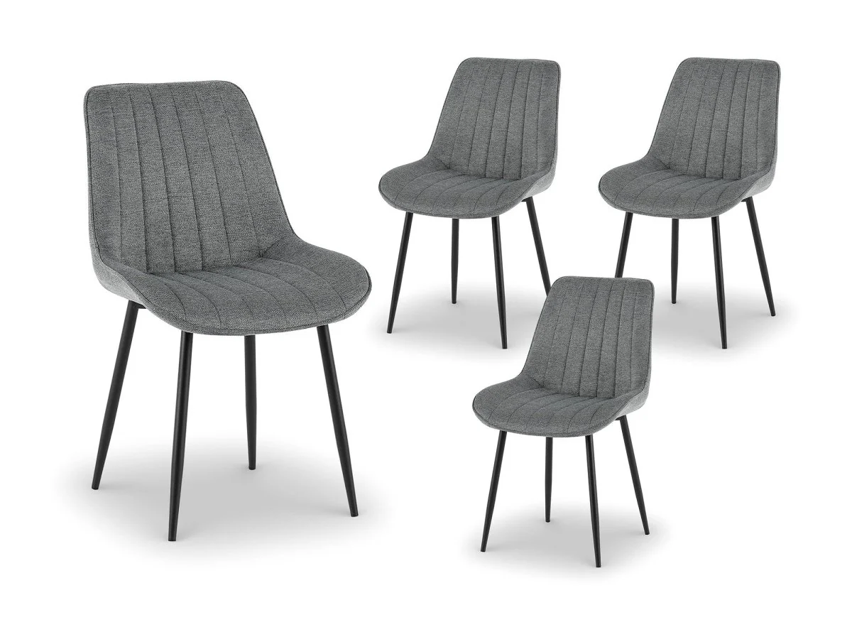 Lot de 4 chaises en tissu gris LOREVA