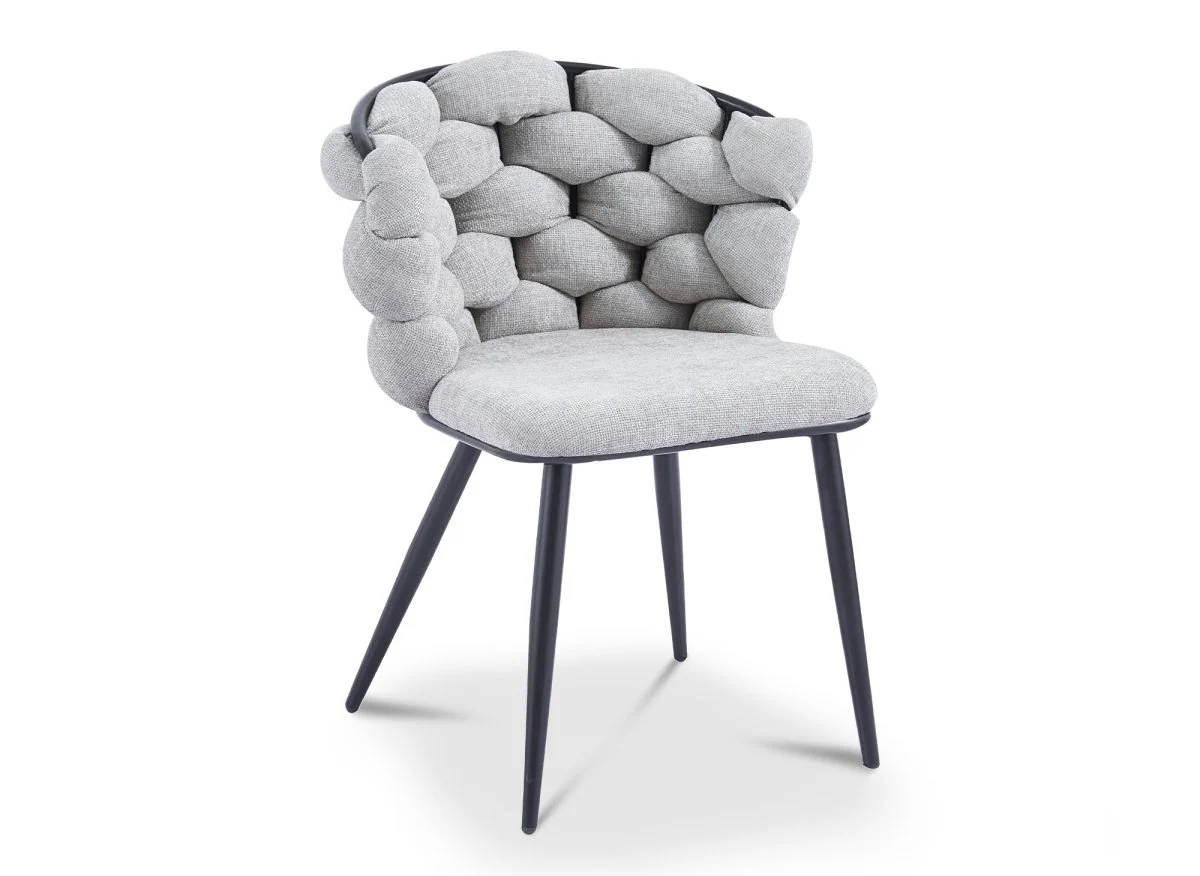 Lot de 2 chaises en tissu gris pieds en métal noir CECILE - Image 2