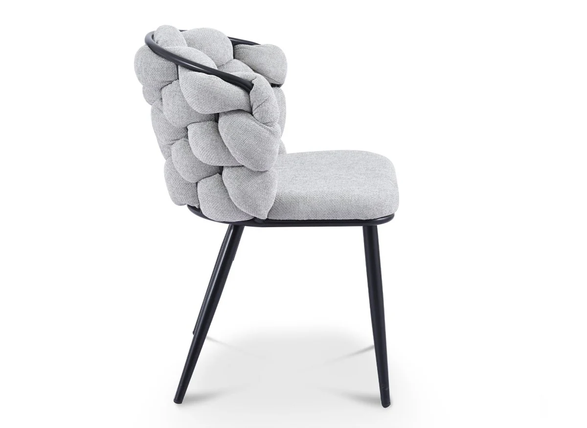 Lot de 2 chaises en tissu gris pieds en métal noir CECILE - Image 4