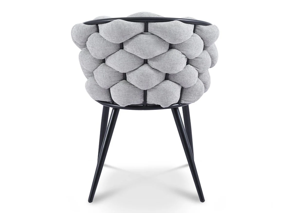 Lot de 2 chaises en tissu gris pieds en métal noir CECILE - Image 5