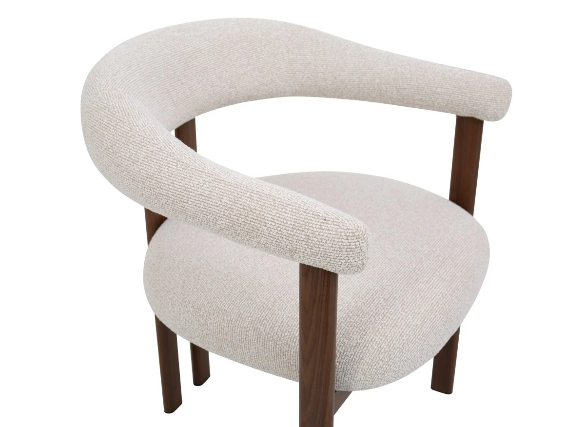 Lot de 2 chaises en tissu texturé écru pieds en métal marron ADRIANA - Image 8