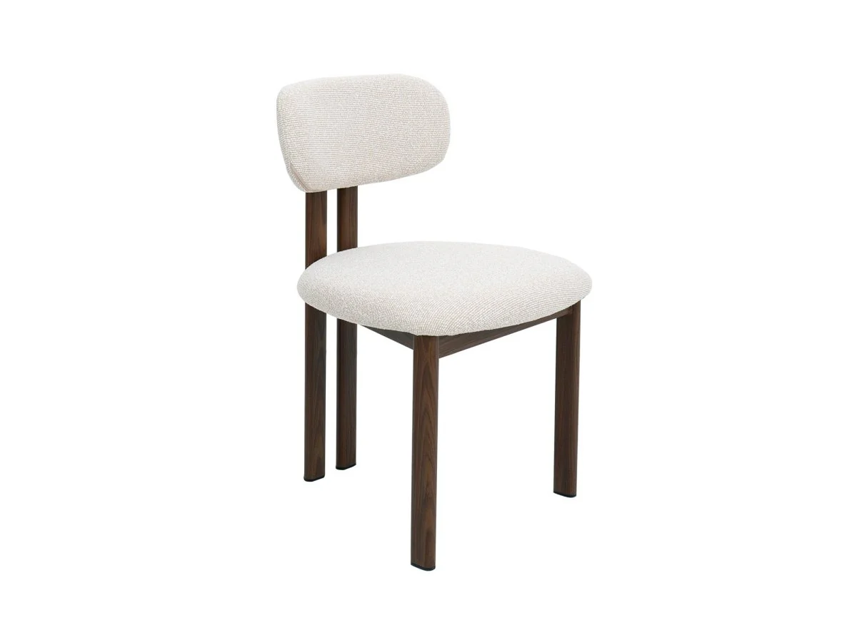 Lot de 2 chaises en tissu texturé écru pieds en métal marron LEONA - Image 4
