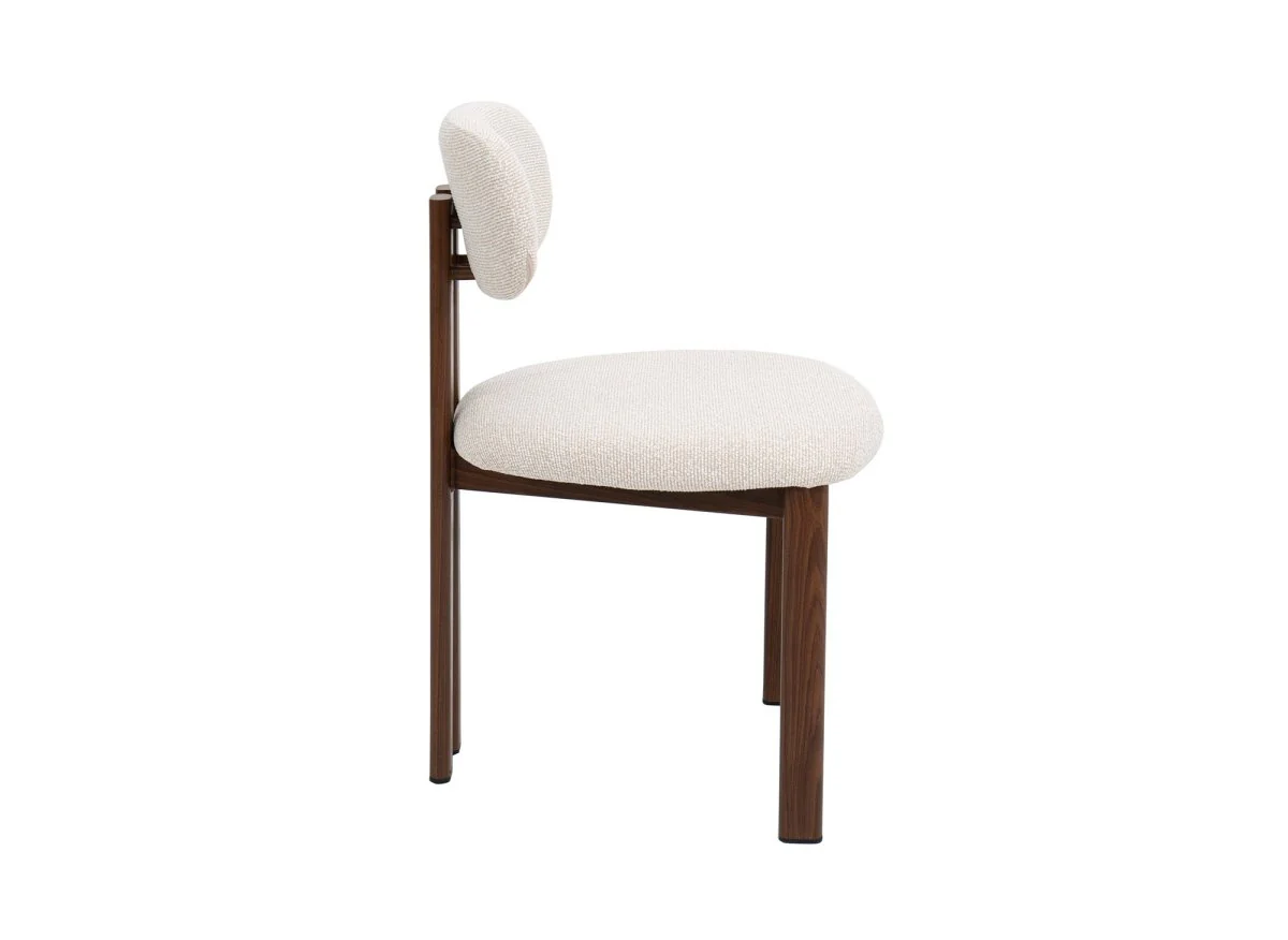 Lot de 2 chaises en tissu texturé écru pieds en métal marron LEONA - Image 6
