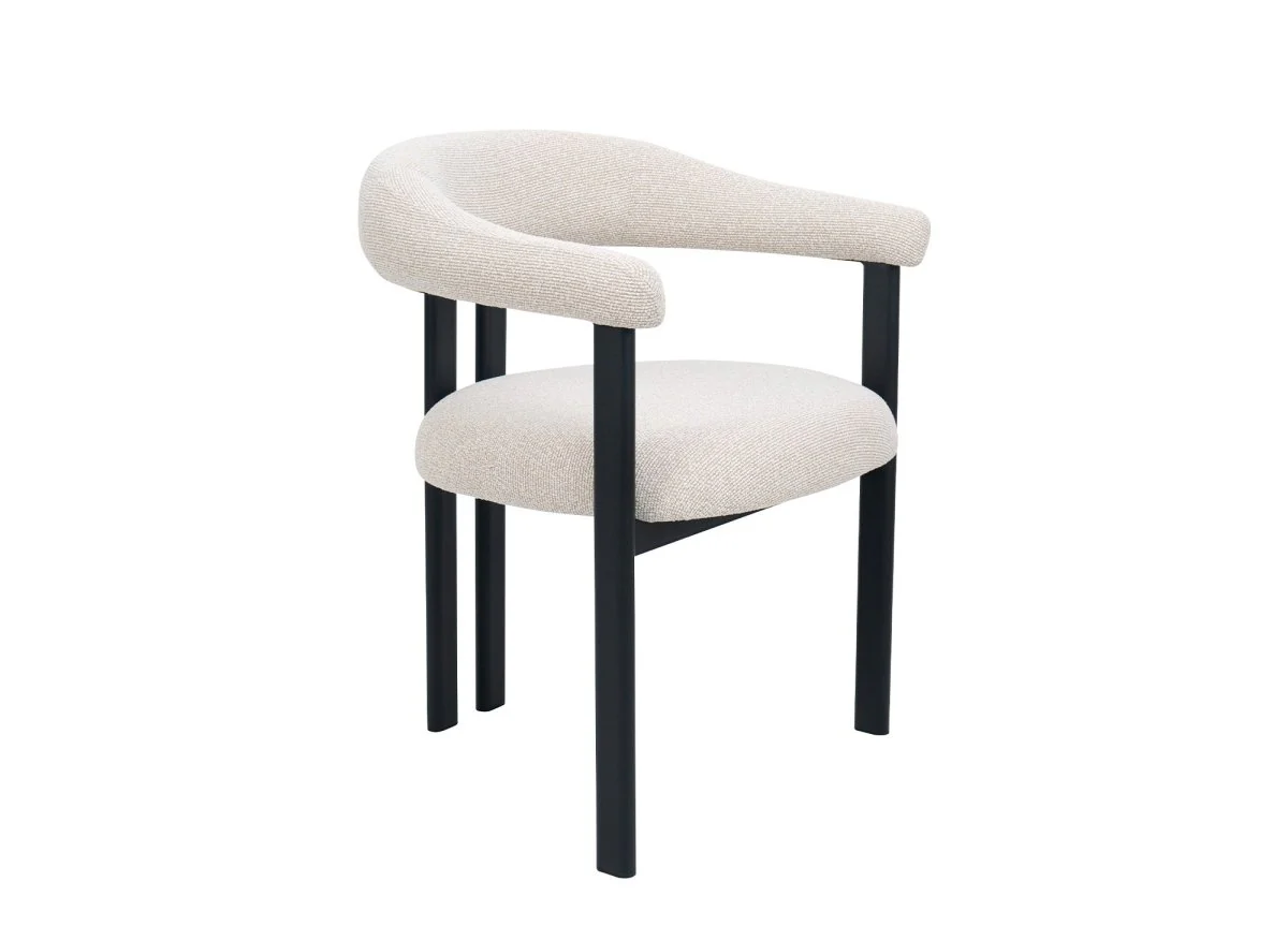 Lot de 2 chaises en tissu texturé écru pieds en métal noir ADRIANA - Image 4