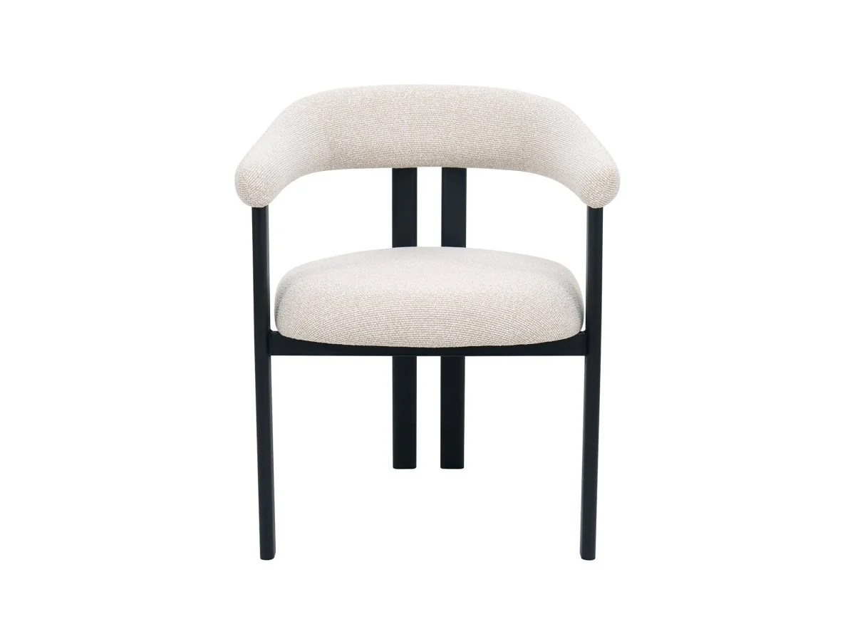 Lot de 2 chaises en tissu texturé écru pieds en métal noir ADRIANA - Image 5