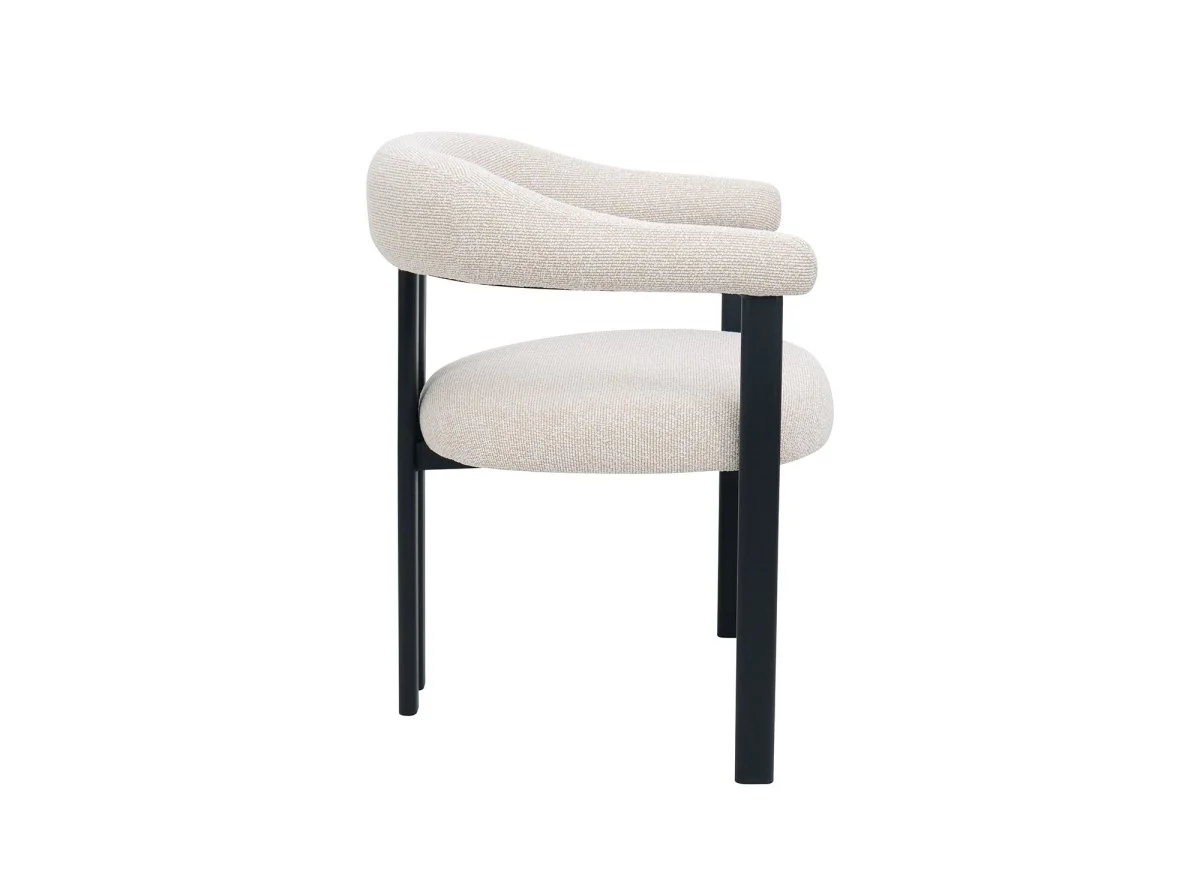 Lot de 2 chaises en tissu texturé écru pieds en métal noir ADRIANA - Image 6
