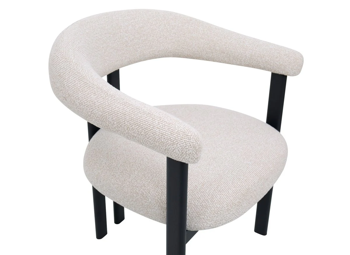 Lot de 2 chaises en tissu texturé écru pieds en métal noir ADRIANA - Image 8