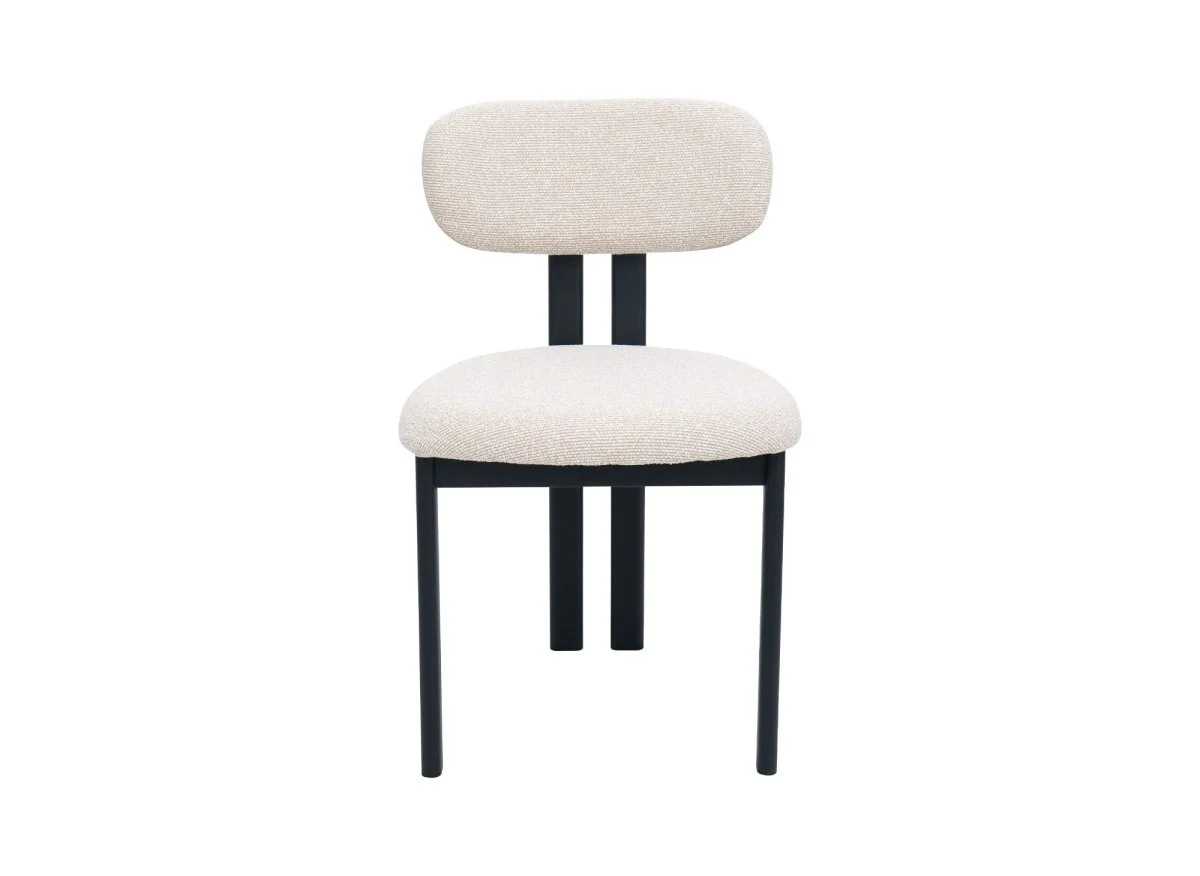 Lot de 2 chaises en tissu texturé écru pieds en métal noir LEONA - Image 5