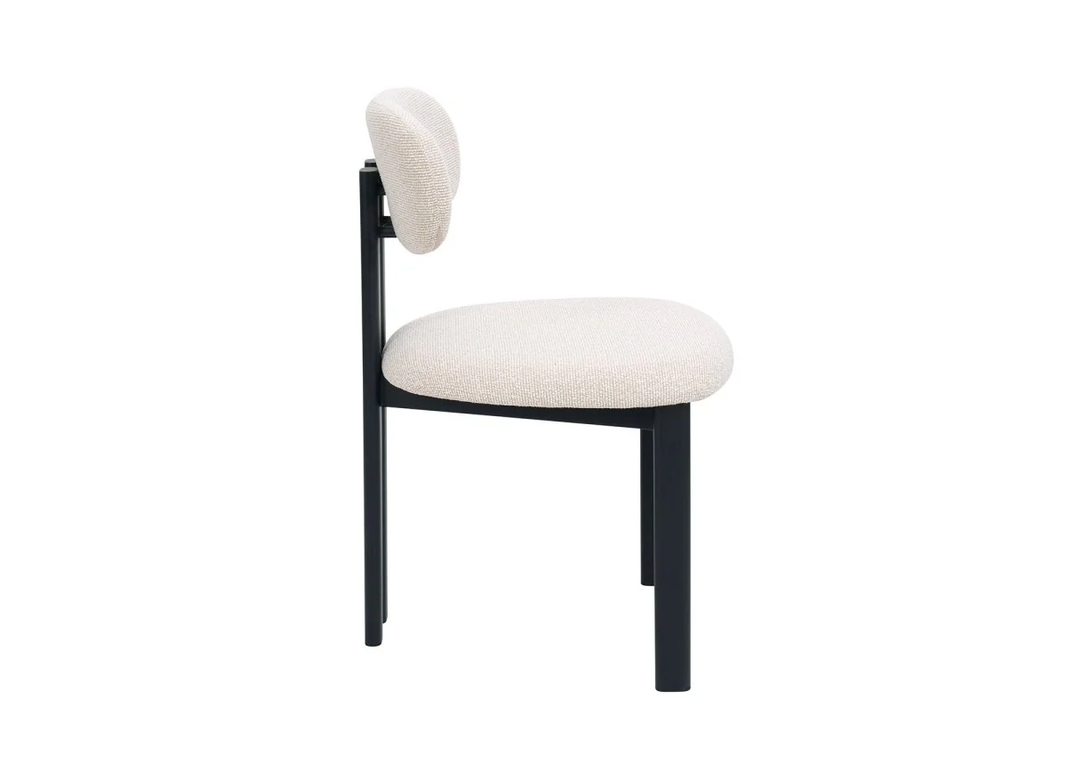 Lot de 2 chaises en tissu texturé écru pieds en métal noir LEONA - Image 6
