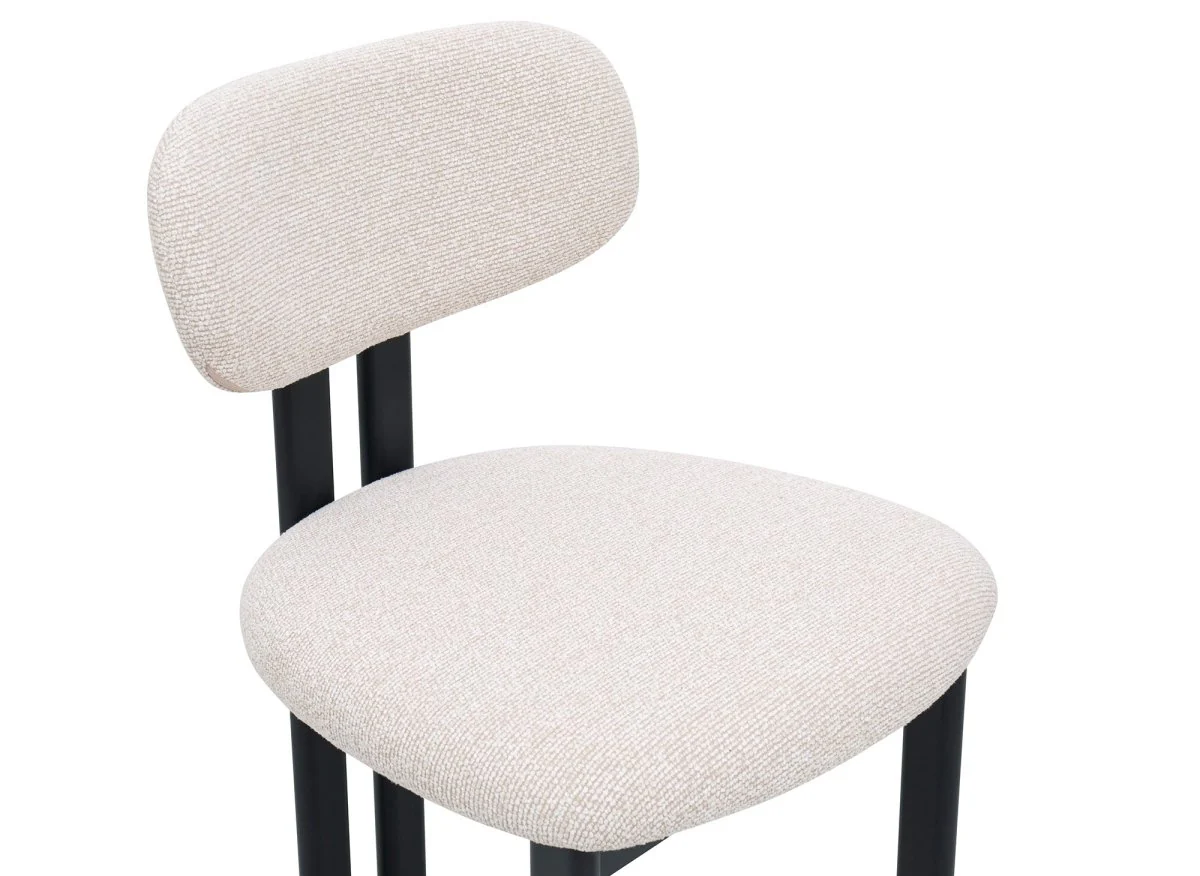 Lot de 2 chaises en tissu texturé écru pieds en métal noir LEONA - Image 8