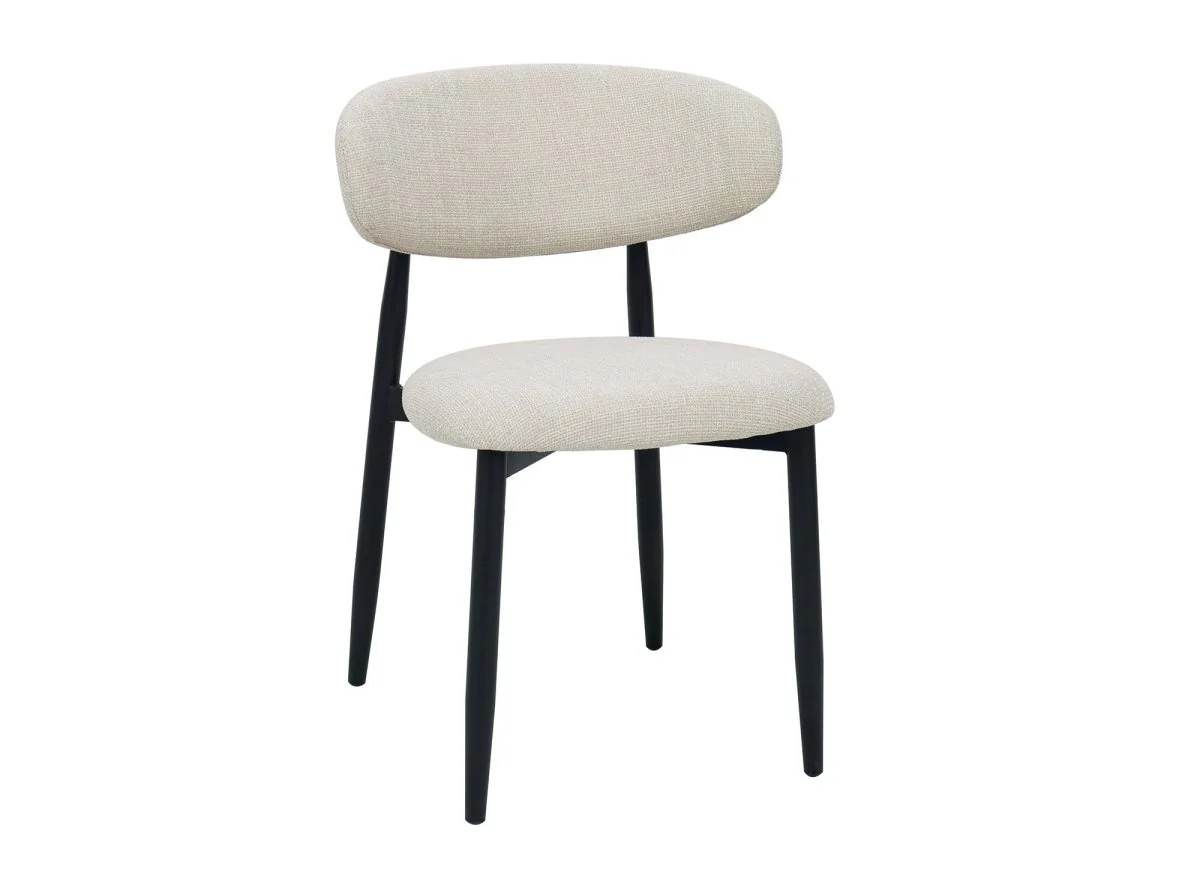 Lot de 2 chaises en tweed écru pieds en métal noir FLAVIA - Image 4