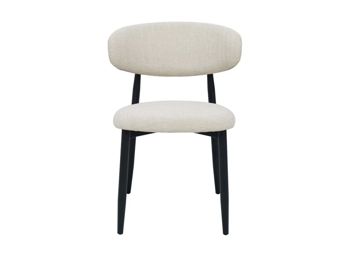 Lot de 2 chaises en tweed écru pieds en métal noir FLAVIA - Image 5