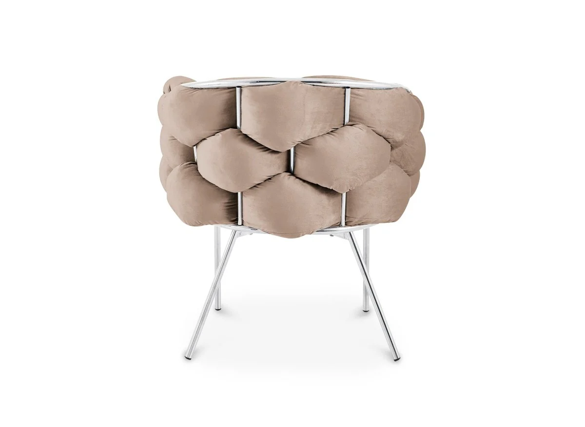 Lot de 2 chaises en velours beige pieds en métal argenté CHARLOTTE - Image 7