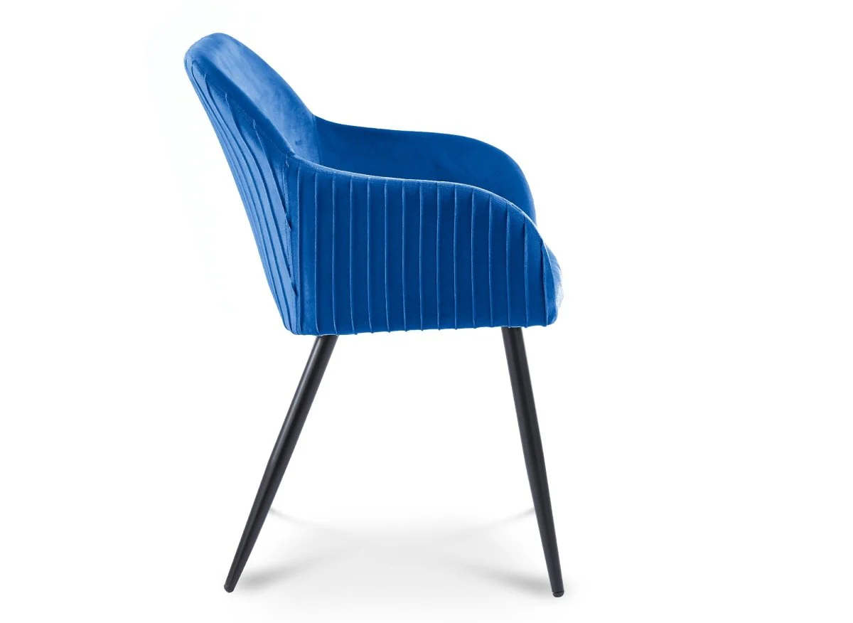 Lot de 2 chaises en velours bleu pieds en métal noir DEVOR - Image 6